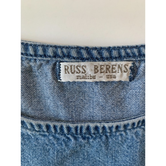 Russ Berens Malibu Blue Denim Short Sleeve Tunic Top Size S - Picture 3 of 11